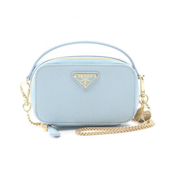 PRADA Blue Leather Saffiano Shoulder Bag - Picture 1 of 6